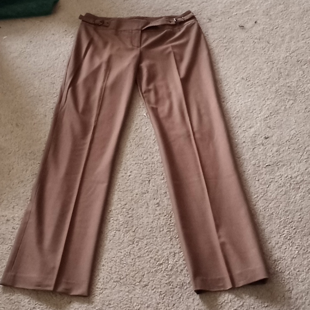 William B taupe  wool dress pants with buckle detail, Size 10 Vintage